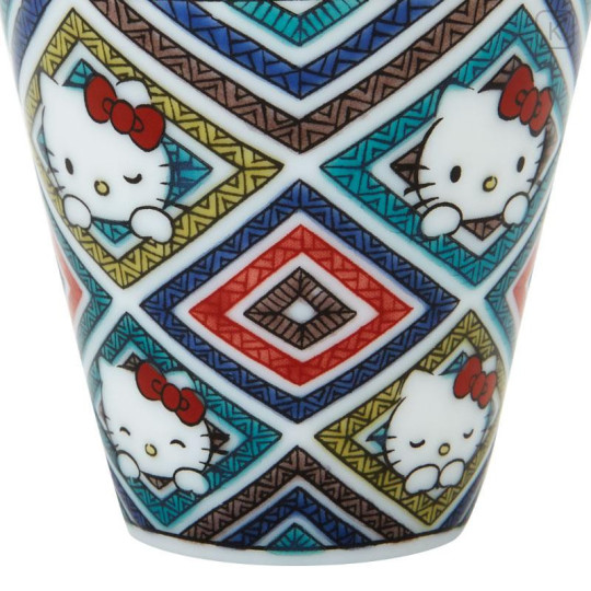 Japan Sanrio Kutani Ware Mini Sake Cup - Hello Kitty / Diamond Pattern - 5