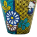 Japan Sanrio Kutani Ware Mini Sake Cup - Hello Kitty / Blue Chrysanthemum - 5