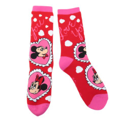 Japan Disney Crew Socks - Mickey Mouse & Minnie Mouse / Pink Love