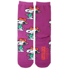 Japan Peanuts Crew Socks - Snoopy / Baseball Purple