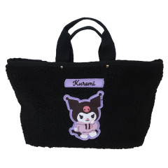 Japan Sanrio Fluffy Mini Tote Bag - Kuromi / Black Hoodie