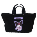 Japan Sanrio Fluffy Mini Tote Bag - Kuromi / Black Hoodie - 1