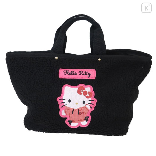 Japan Sanrio Fluffy Mini Tote Bag - Hello Kitty / Hoodie - 1