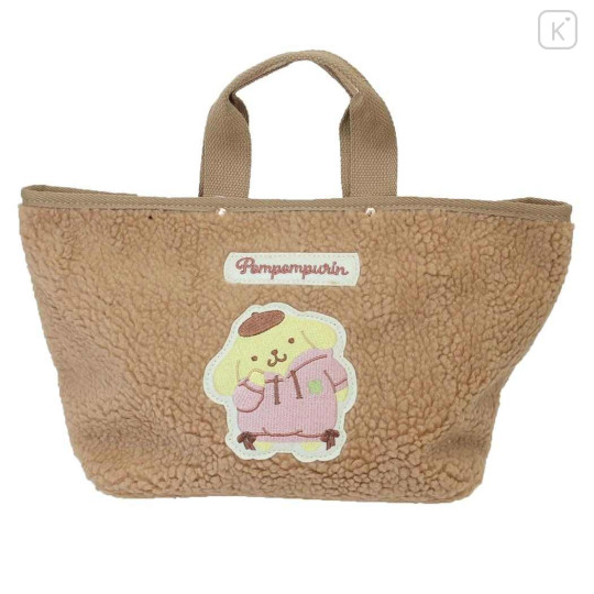 Japan Sanrio Fluffy Mini Tote Bag - Pompompurin / Hoodie - 1