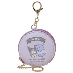 Japan Sanrio Round Mini Pouch - Kuromi / Baku Hug