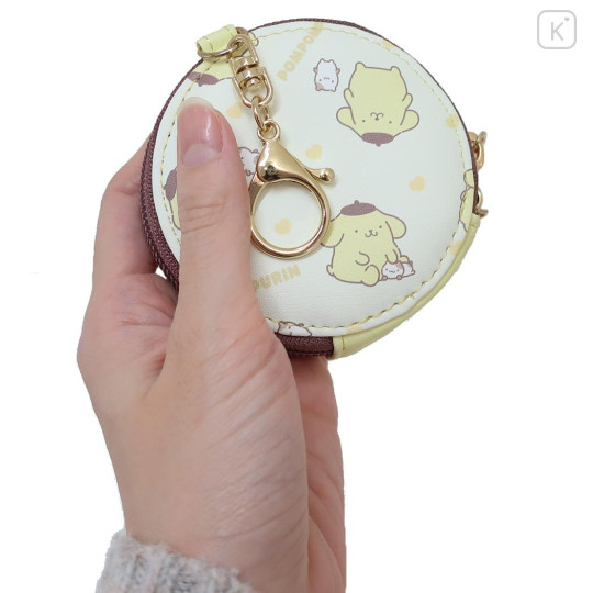 Japan Sanrio Round Mini Pouch - Pompompurin / Friend - 2