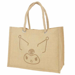 Japan Sanrio Jute Tote Bag - Kuromi / Smile