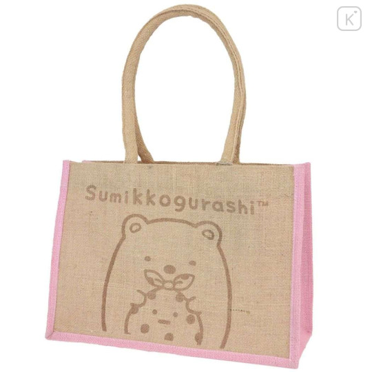 Japan San-X Jute Tote Bag - Sumikko Gurashi / Shirokuma & Furoshiki - 1