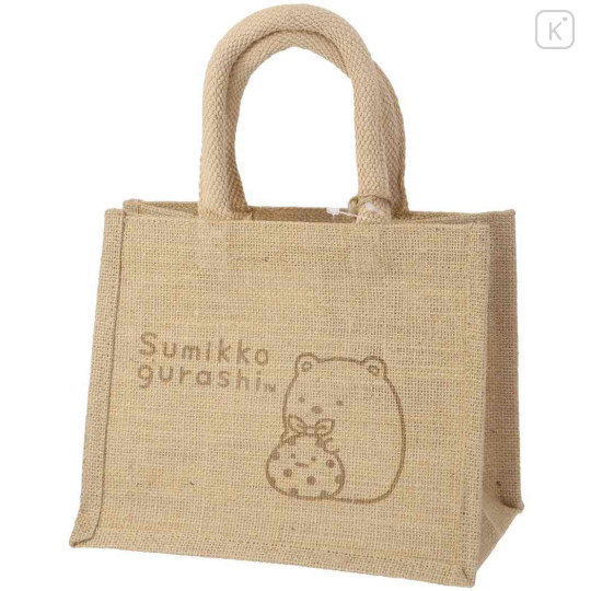 Japan San-X Jute Mini Tote Bag - Sumikko Gurashi / Shirokuma & Furoshiki - 1