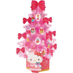 Japan Sanrio 3D Greeting Card - Hello Kitty / Christmas Tree Clear Pink