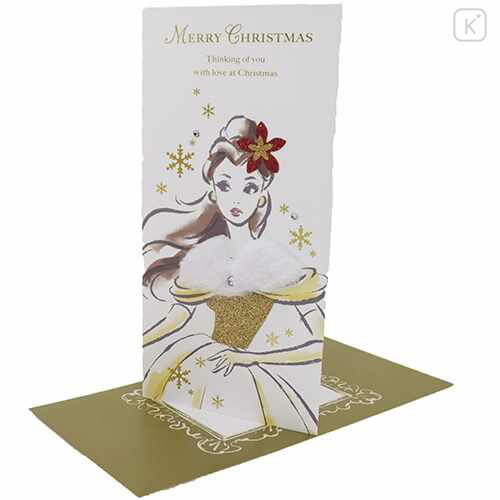 Japan Disney 3D Greeting Card - Belle / Christmas - 1