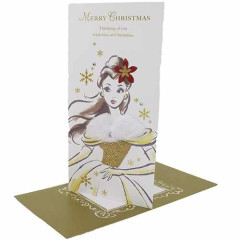 Japan Disney 3D Greeting Card - Belle / Christmas