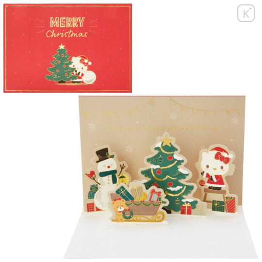 Japan Sanrio 3D Greeting Card - Hello Kitty / Christmas Santa - 1