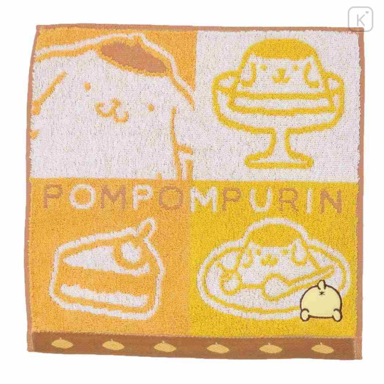 Japan Sanrio Mini Towel Jacquard Handkerchief - Pompompurin / Pudding Dessert - 1