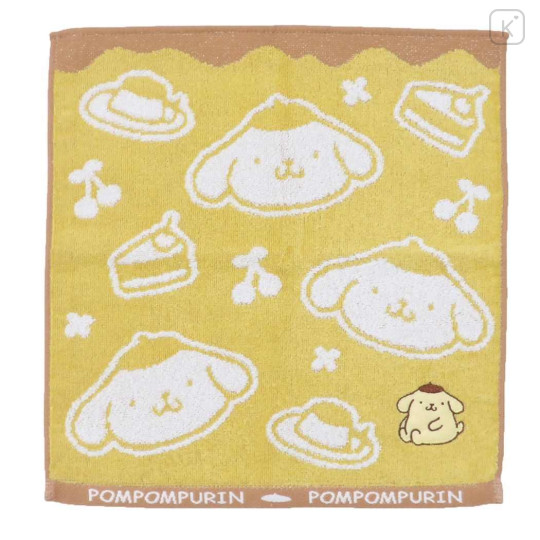 Japan Sanrio Mini Towel Jacquard Handkerchief - Pompompurin / Pudding Dessert B - 1