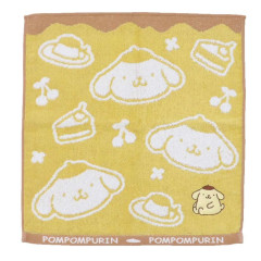 Japan Sanrio Mini Towel Jacquard Handkerchief - Pompompurin / Pudding Dessert B