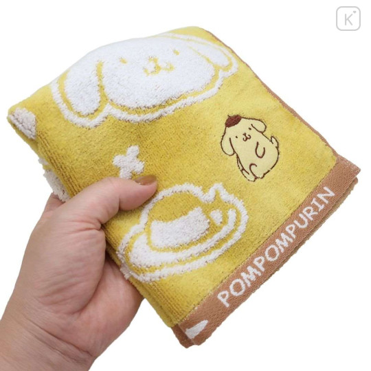 Japan Sanrio Mini Towel Jacquard Handkerchief - Pompompurin / Pudding Dessert B - 3