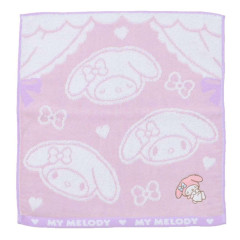 Japan Sanrio Mini Towel Jacquard Handkerchief - My Melody / Heart Light Pink