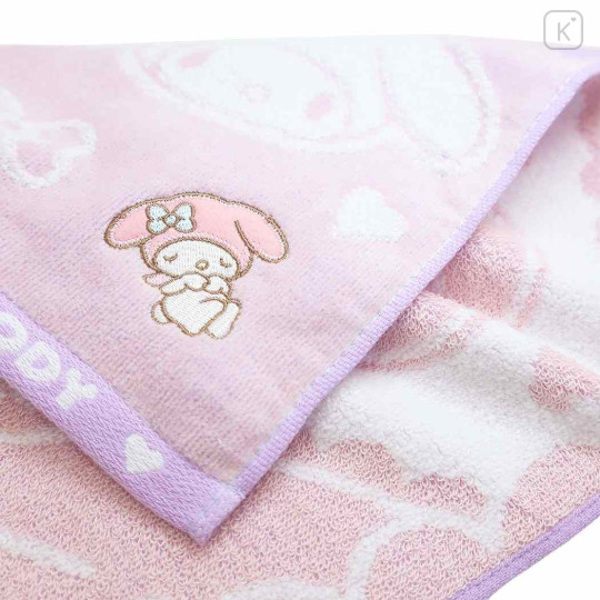 Japan Sanrio Mini Towel Jacquard Handkerchief - My Melody / Heart Light Pink - 2