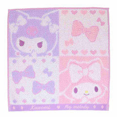 Japan Sanrio Mini Towel Jacquard Handkerchief - Kuromi & My Melody / Heart