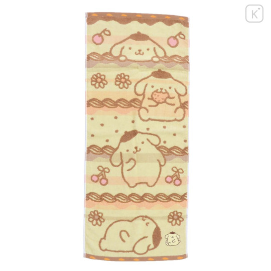 Japan Sanrio Jacquard Embroidered Long Towel - Pompompurin / Relax - 1