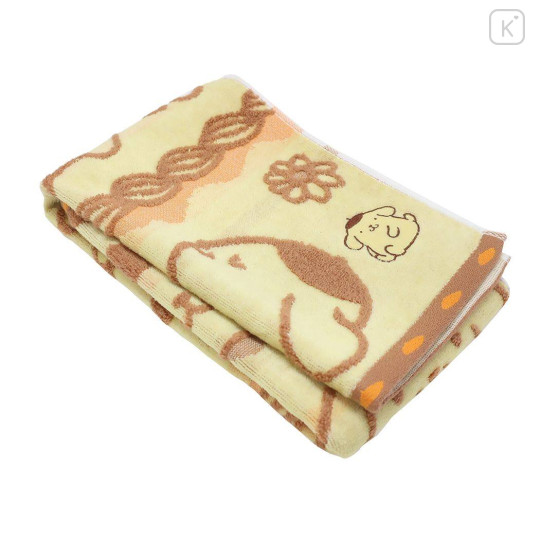 Japan Sanrio Jacquard Embroidered Long Towel - Pompompurin / Relax - 3