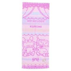 Japan Sanrio Jacquard Embroidered Long Towel - Kuromi & My Melody / Girl Night