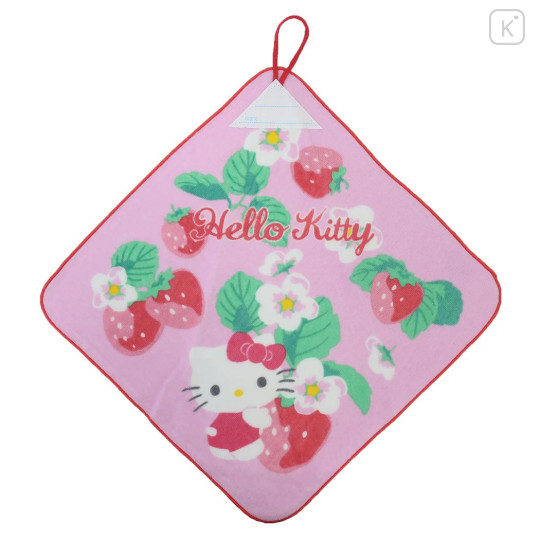 Japan Sanrio Hand Towel with Loop - Hello Kitty / Strawberry Pink - 1