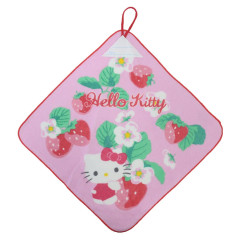 Japan Sanrio Hand Towel with Loop - Hello Kitty / Strawberry Pink