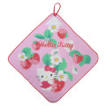 Japan Sanrio Hand Towel with Loop - Hello Kitty / Strawberry Pink - 1