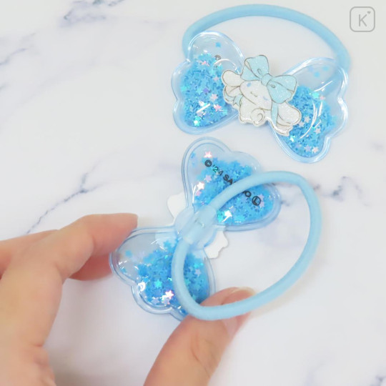 Japan Sanrio Mascot Hair Tie Set - Cinnamoroll / Ribbon Glitter Stars - 2