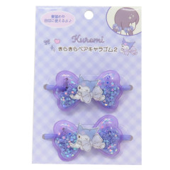 Japan Sanrio Mascot Hair Tie Set - Kuromi / Ribbon Glitter Stars