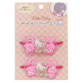 Japan Sanrio Mascot Hair Tie Set - Hello Kitty / Ribbon Glitter Stars Pink - 1