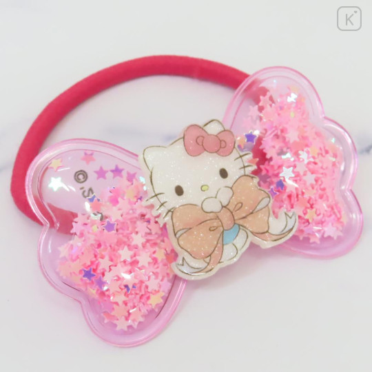 Japan Sanrio Mascot Hair Tie Set - Hello Kitty / Ribbon Glitter Stars Pink - 3