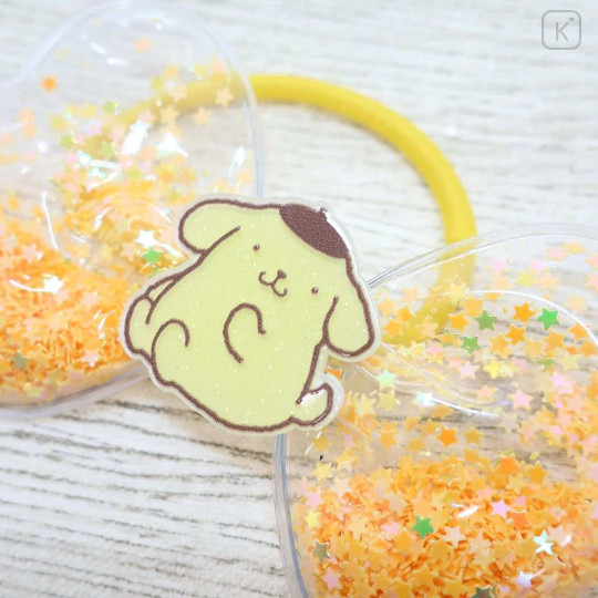 Japan Sanrio Mascot Hair Tie - Pompompurin / Ribbon Glitter Stars - 3