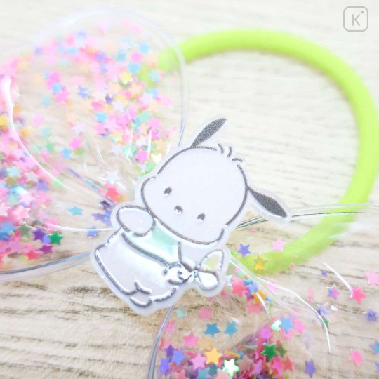 Japan Sanrio Mascot Hair Tie - Pochacco / Ribbon Glitter Stars - 2