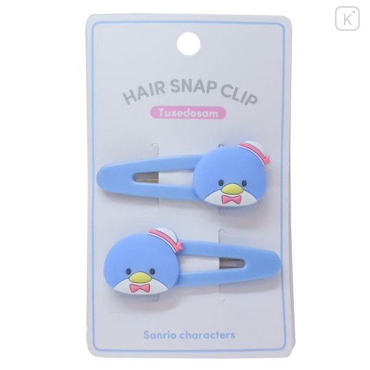 Japan Sanrio Face-shaped Hair Clip Set - Tuxedo Sam - 1