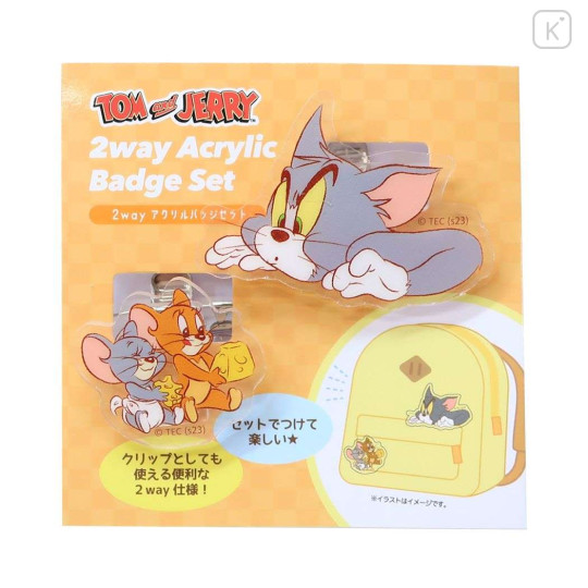 Japan Tom and Jerry Acrylic Badge & Clip Set - Gotcha - 1