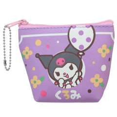 Japan Sanrio Triangular Mini Pouch - Kuromi / Retro Party