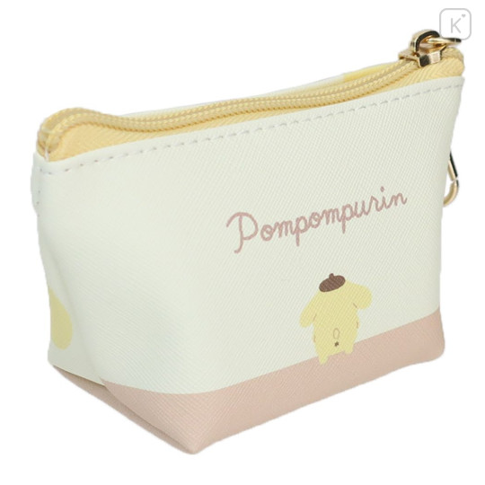 Japan Sanrio Triangular Mini Pouch - Pompompurin / Smile Light Yellow - 2