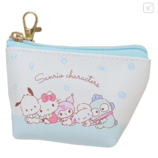 Japan Sanrio Triangular Mini Pouch - Characters / Hug Light Blue - 1