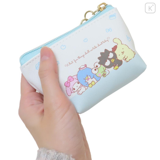 Japan Sanrio Triangular Mini Pouch - Characters / Hug Light Blue - 2