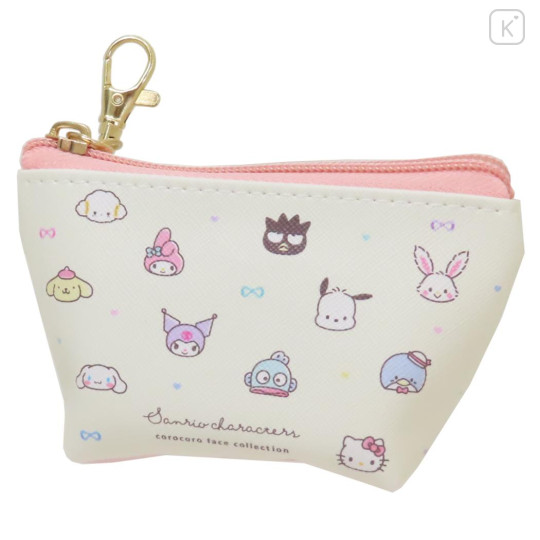 Japan Sanrio Triangular Mini Pouch - Characters / Light Yellow - 1