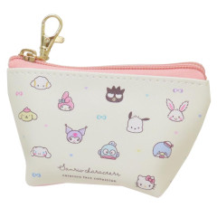 Japan Sanrio Triangular Mini Pouch - Characters / Light Yellow