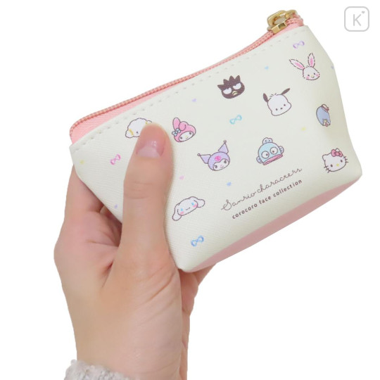 Japan Sanrio Triangular Mini Pouch - Characters / Light Yellow - 2