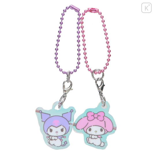 Japan Sanrio Acrylic Keychain Connecting Set - Kuromi & My Melody / Aurora - 1