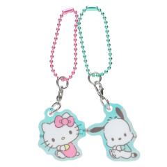 Japan Sanrio Acrylic Keychain Connecting Set - Hello Kitty & Pochacco / Aurora