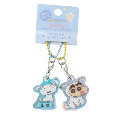 Japan Crayon Shin-chan Acrylic Keychain Connecting Set - Shinnosuke Nohara & Shiro / Aurora