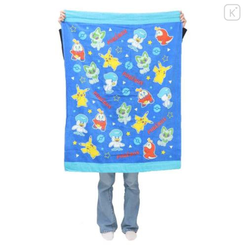 Japan Pokemon Nap Blanket - Fuecoco & Pikachu & Quaxly & Sprigatito / Blue - 5