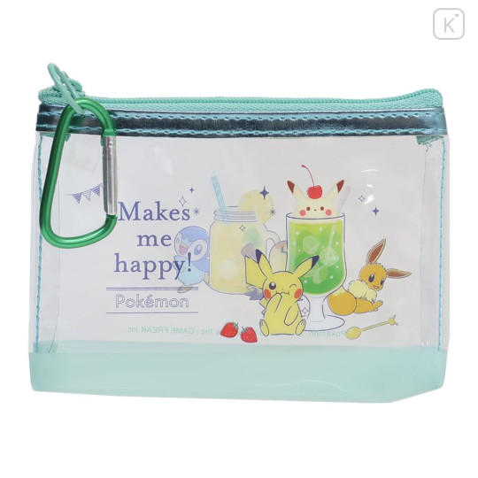 Japan Pokemon Clear Mini Pouch - Snack Time / Makes Me Happy - 1